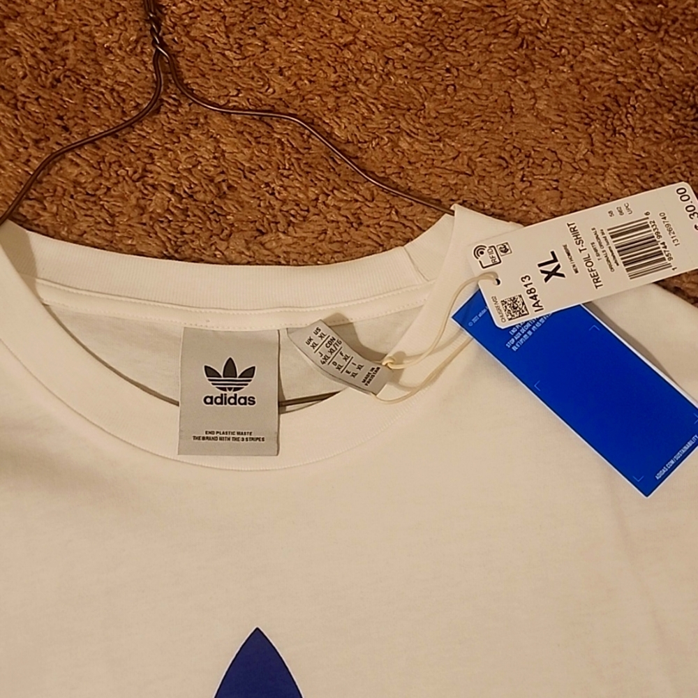 White Adidas Trefoil T Shirt